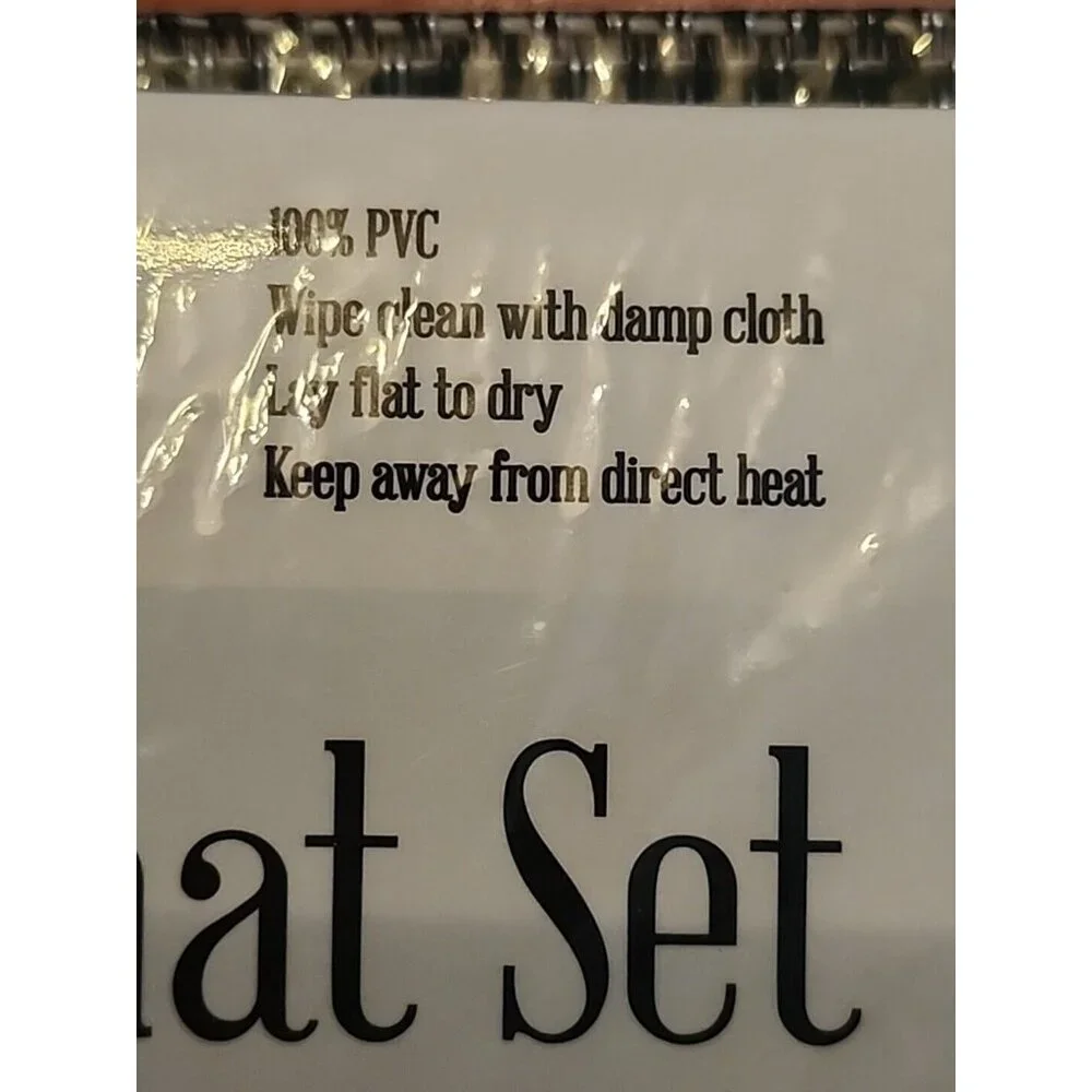 4 Piece Black/White Placemat Set 12x 18 Inch Household Trends EZ Wipe Clean